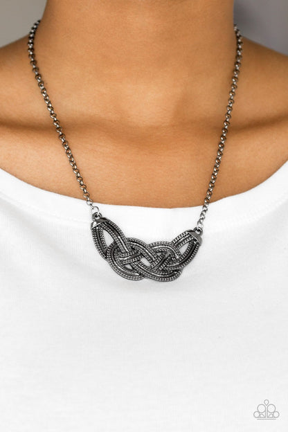 Nautically Naples - Black - Gunmetal Necklace - Paparazzi Accessories