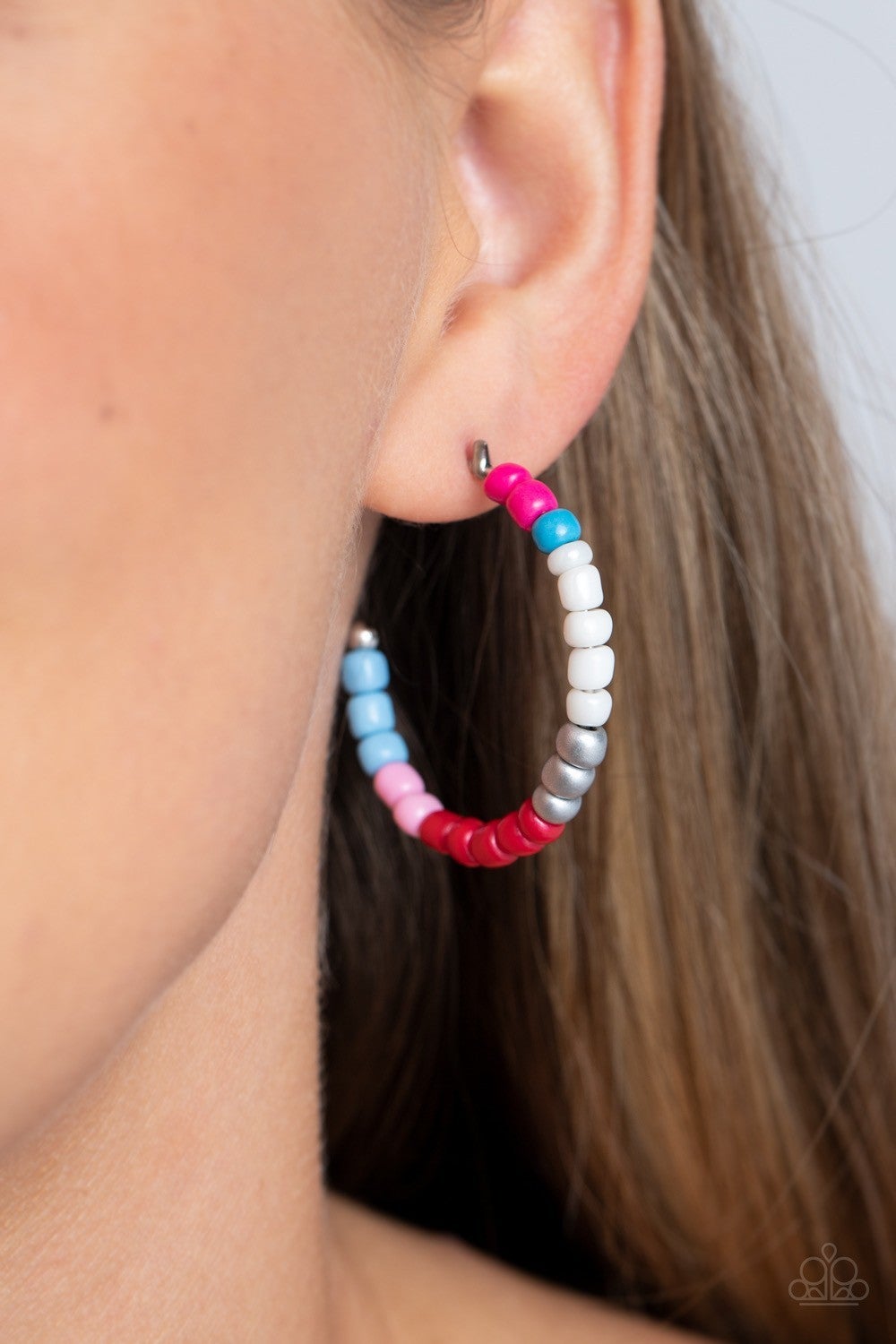 Multicolored Mambo - Pink Multi Seed Bead Hoop Earrings - Paparazzi Accessories