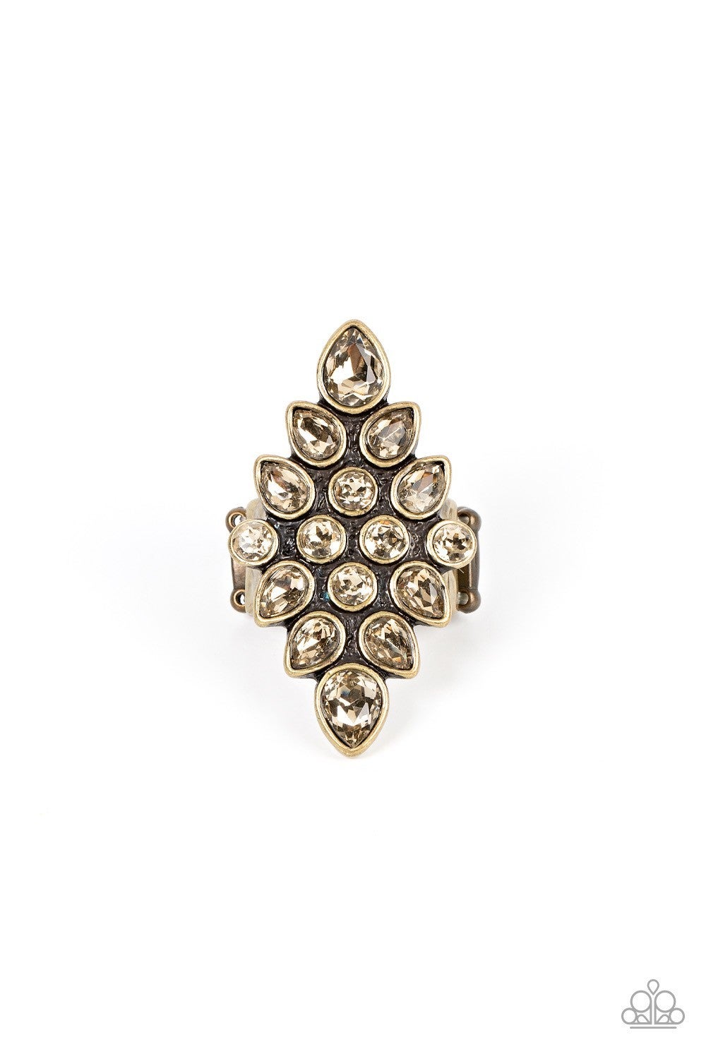 Combustible Iridescence - Brass - Topaz Rhinestone Ring - Paparazzi Accessories
