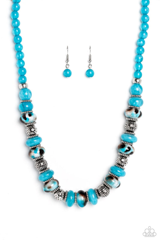 Warped-Whimsicality-Blue Necklace - Paparazzi Accessories