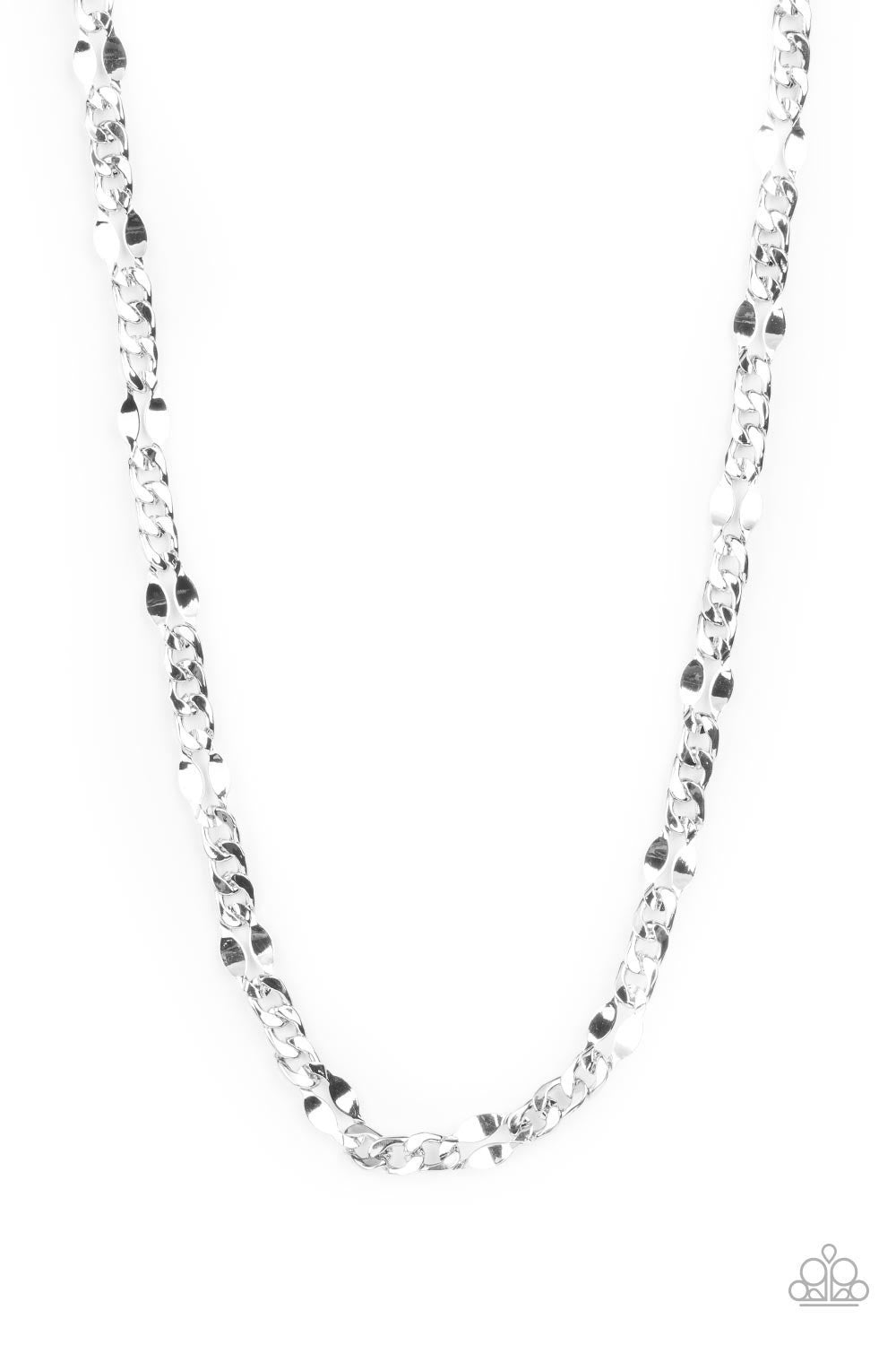 G.O.A.T - Silver Curb Chain Urban Necklace - Paparazzi Accessories