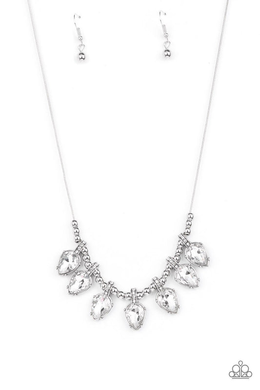 Crown Jewel Couture - White - Teardrop Gem Necklace - Paparazzi Accessories