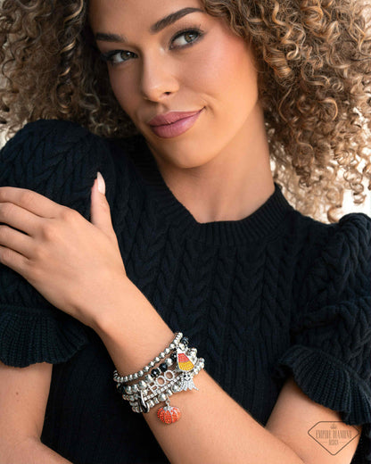 Spooky Shimmer - Multi - Halloween Charms Silver Stretchy Bracelets - Paparazzi Accessories