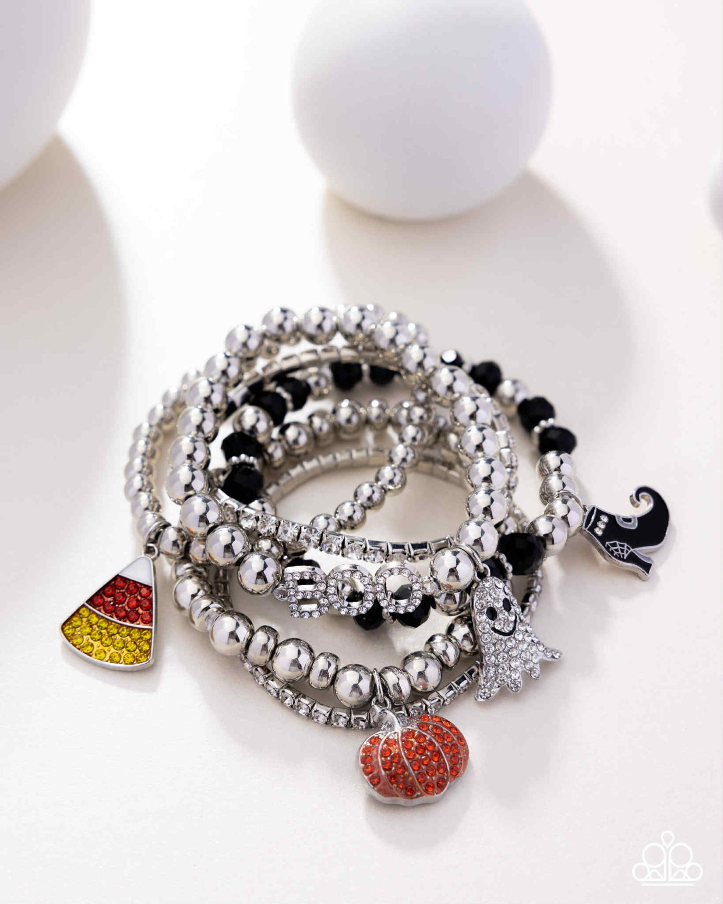 Spooky Shimmer - Multi - Halloween Charms Silver Stretchy Bracelets - Paparazzi Accessories