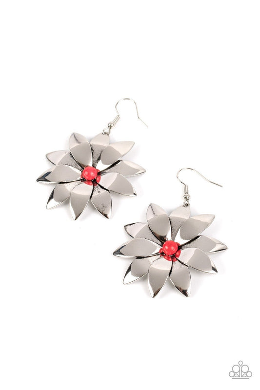 Pinwheel Prairies - Red Earrings - Paparazzi Accessories