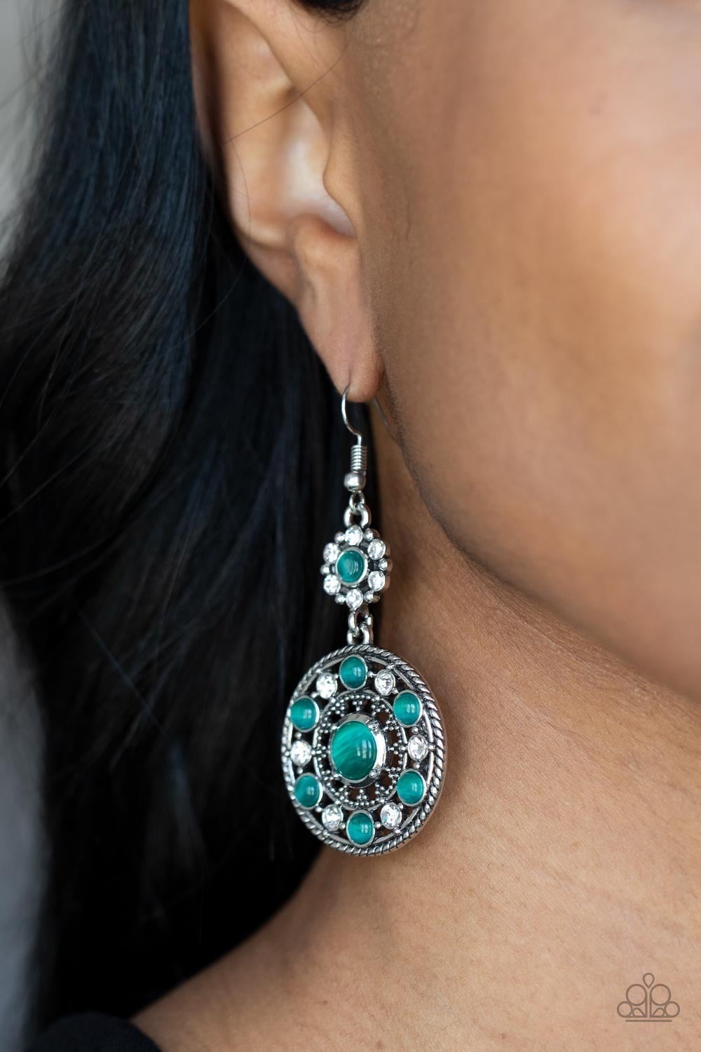 Party at My PALACE - Green - Cat'e Eye Stone Fishhook Earrings - Paparazzi Accessories