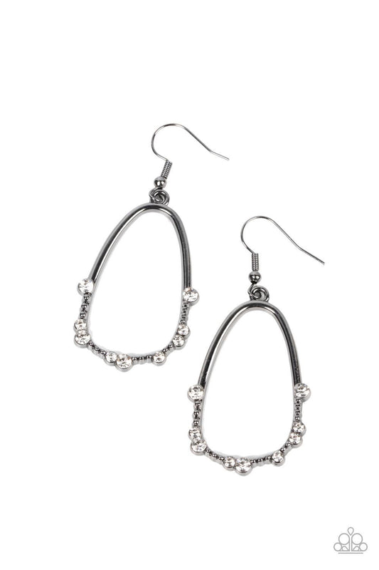 Ready Or YACHT - Black - Gunmetal Teardrop Frame Fishhook Earrings - Paparazzi Accessories