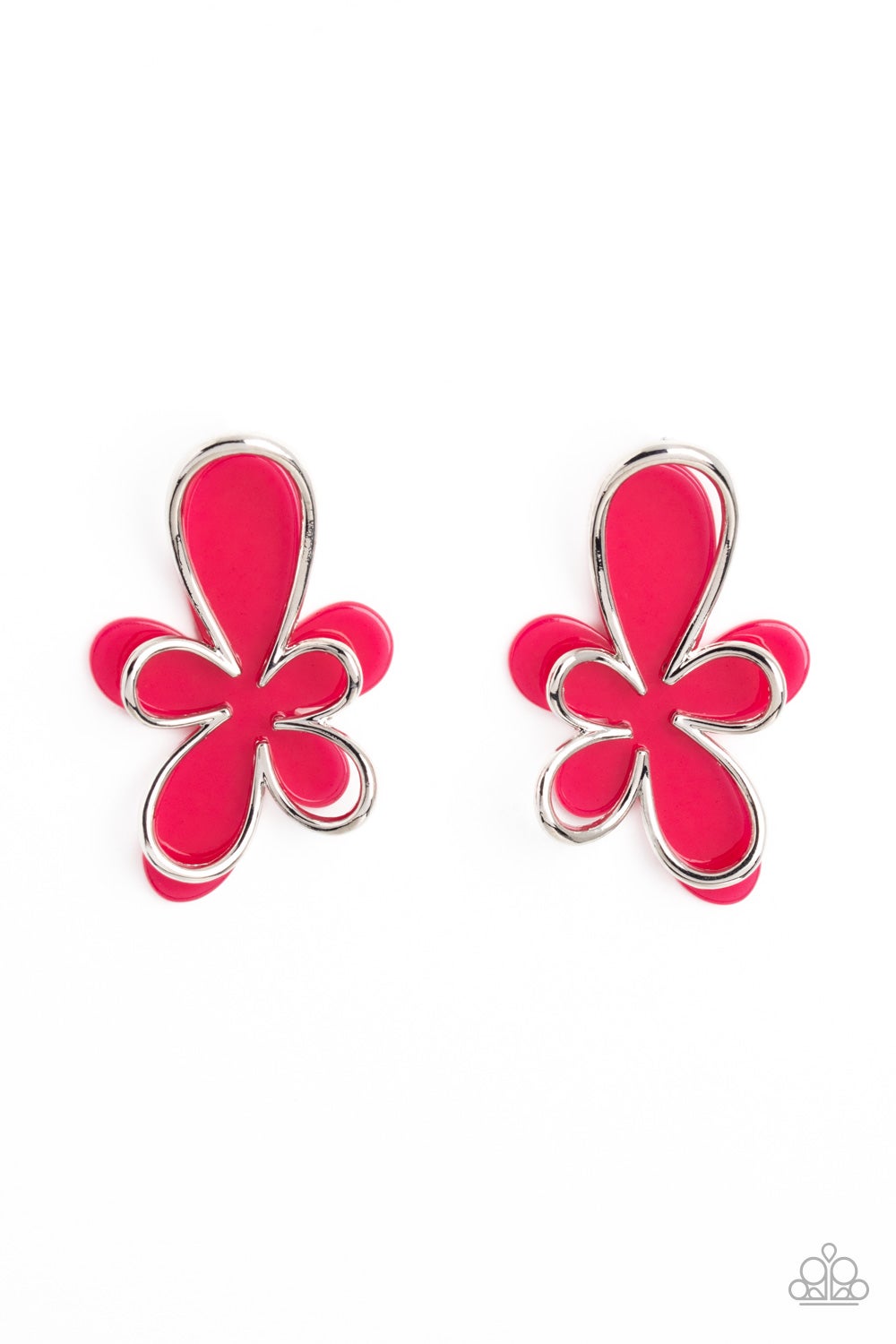 Glimmering-Gardens - Pink Acrylic Flower Post Earrings - Paparazzi Accessories