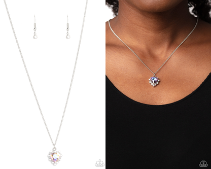 Be Still My Heart - UV Shimmer Yellow Rhinestone Heart Necklace - Paparazzi Accessories0