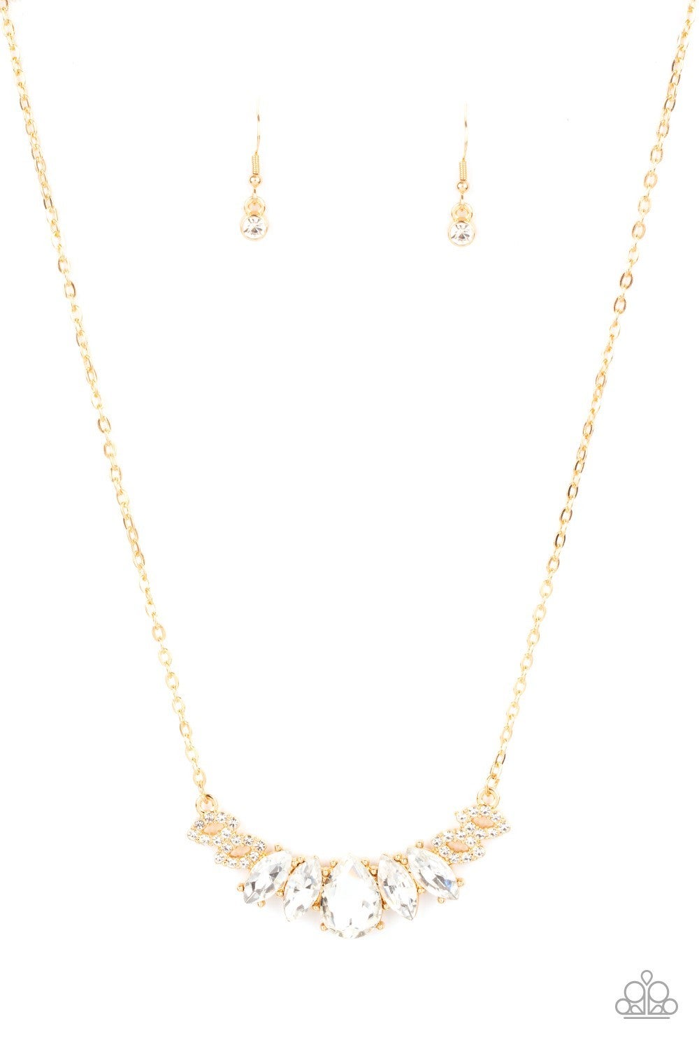 Bride-to-BEAM - Gold Rhinestone Necklace - Paparazzi Accessories