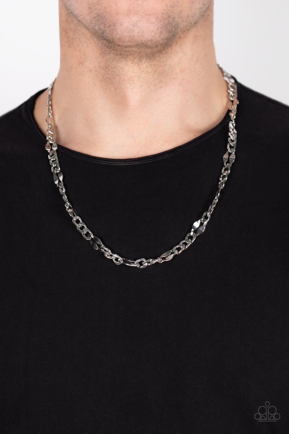 G.O.A.T - Silver Curb Chain Urban Necklace - Paparazzi Accessories