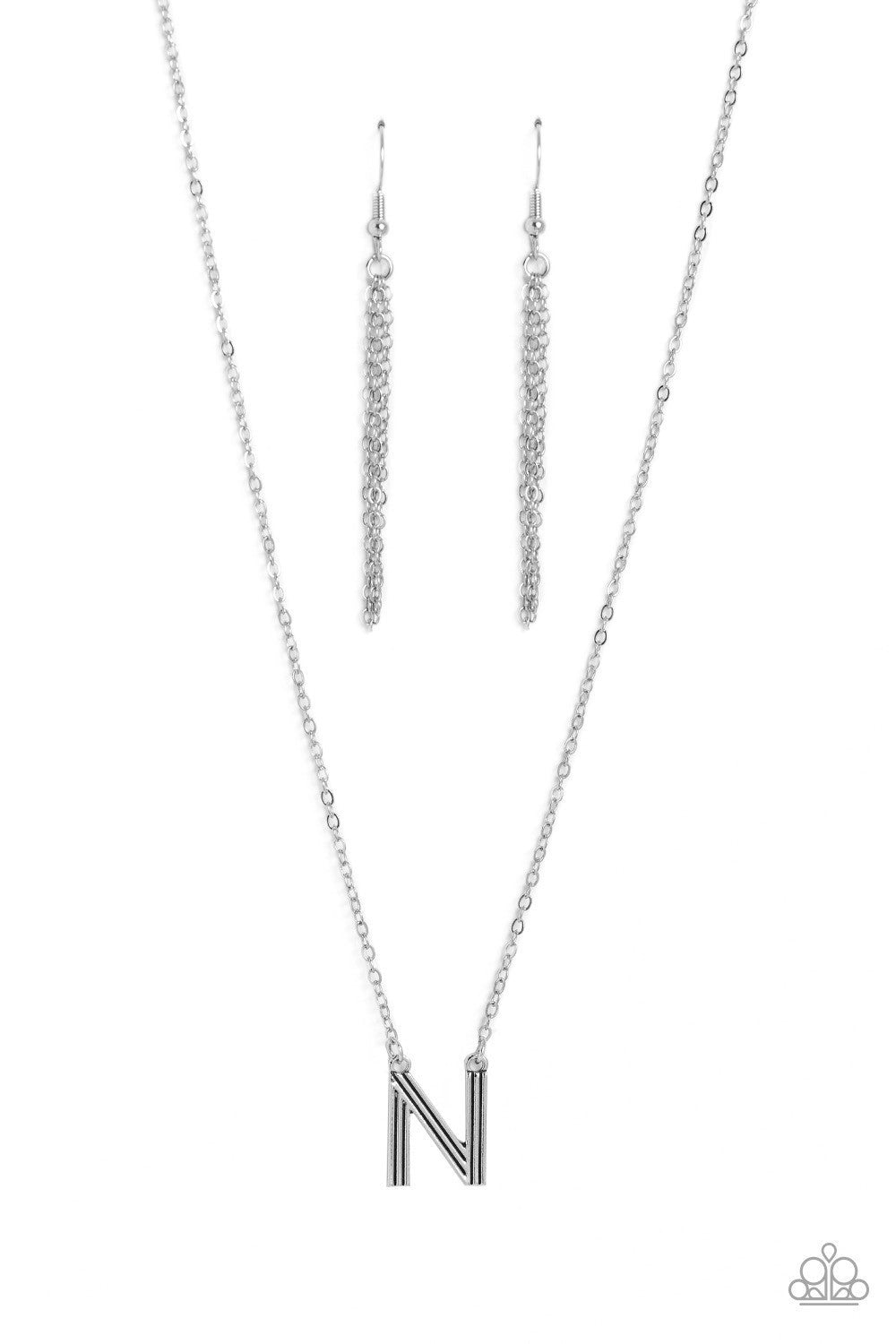 Leave Your Initials - Silver Necklace - N - Paparazzi Accessories