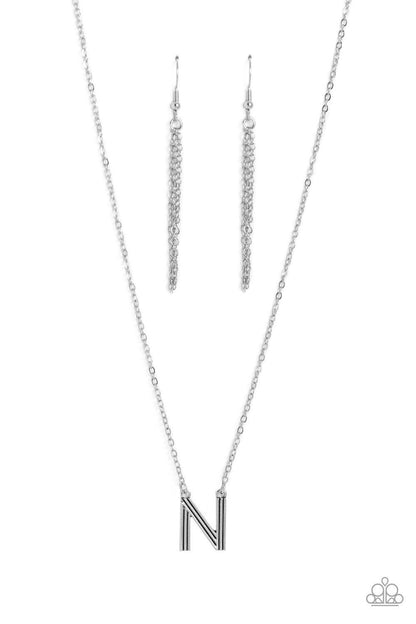 Leave Your Initials - Silver Necklace - N - Paparazzi Accessories