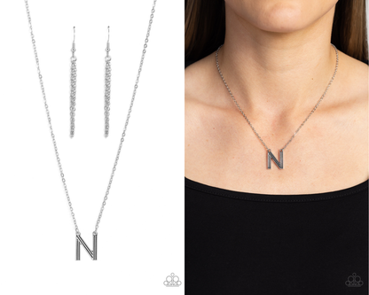 Leave Your Initials - Silver Necklace - N - Paparazzi Accessories