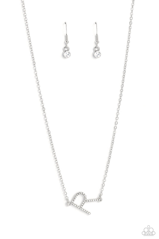INITIALLY Yours - R - White Necklace - Paparazzi Accessories