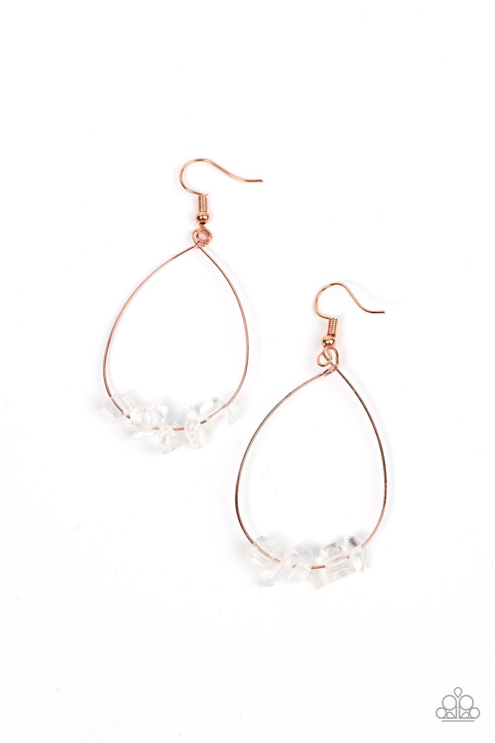 South Beach Serenity - Copper - White Stone Fishhook Earrings - Paparazzi Accessories