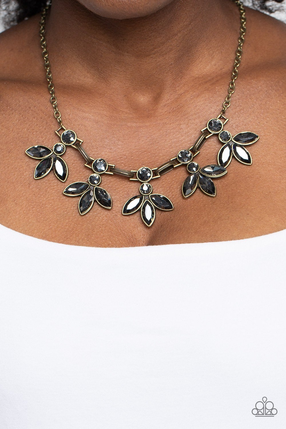 Dauntlessly Debonair - Brass - Smoky Gem Necklace - Paparazzi Accessories