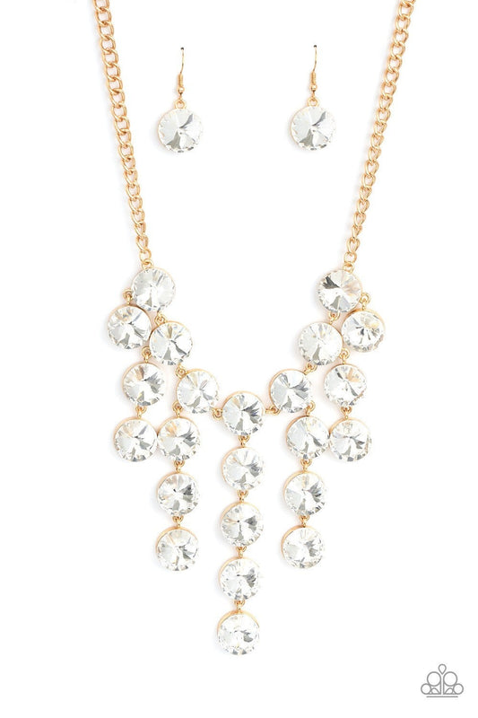 Spotlight Stunner - Gold - Oversized Rhinestone Necklace - Paparazzi Accessories