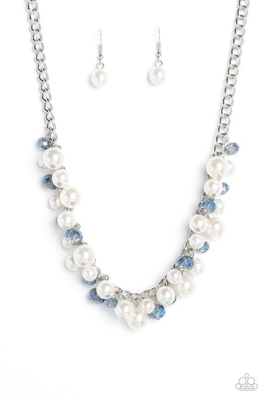 Glinting Goddess - Blue - Crystal and Pearl Necklace - Paparazzi Accessories