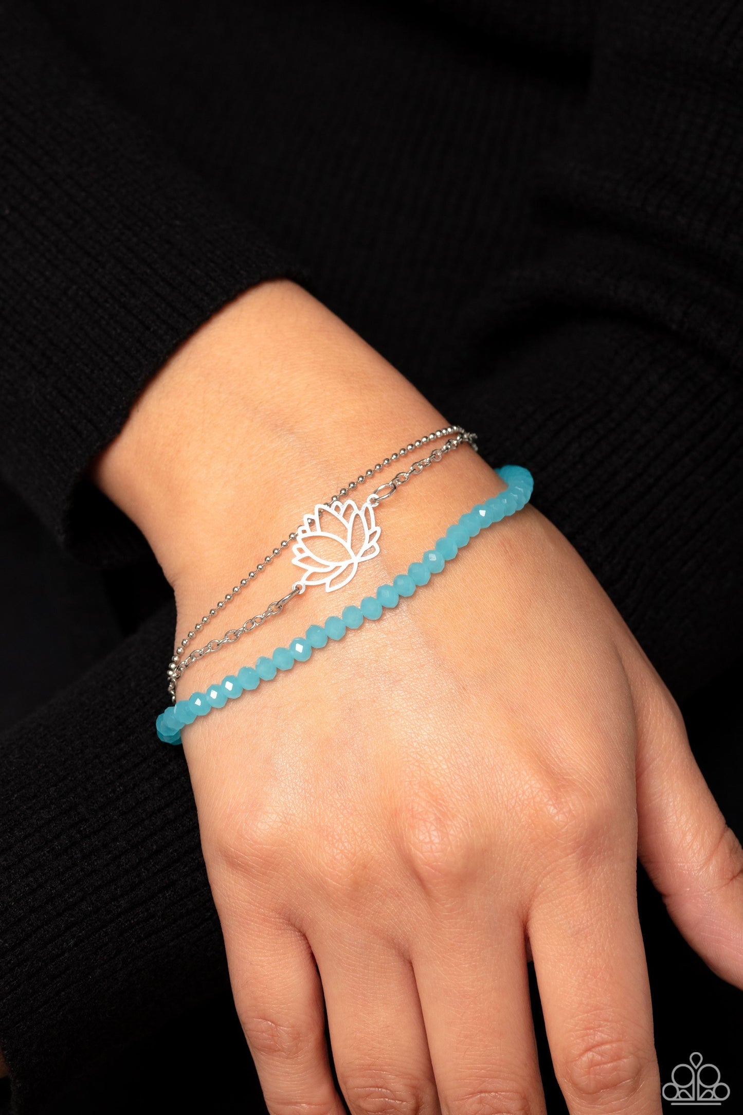 A LOTUS Like This - Blue - Faceted Bead Clasp Bracelet - Paparazzi Accessories