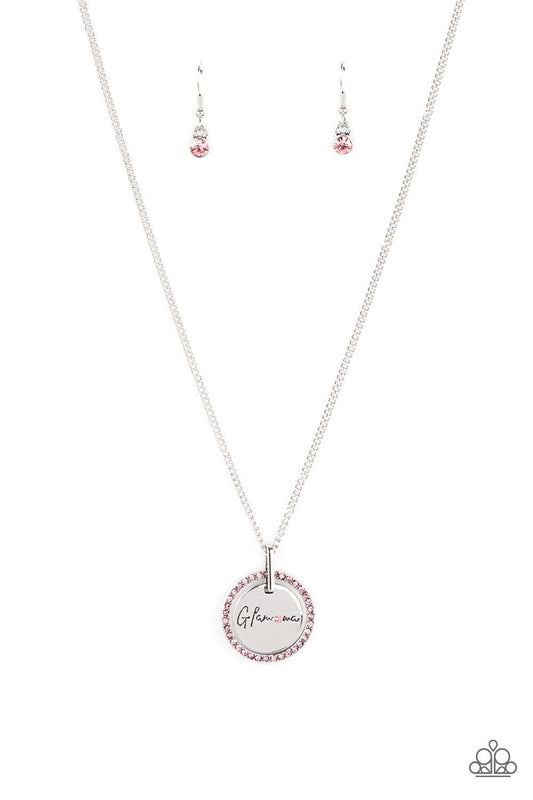 Glam-ma Glamorous - Pink Rhinestone Pendant Necklace - Paparazzi Accessories