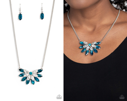 Frosted Florescence - Blue Rhinestone Necklace - Paparazzi Accessories