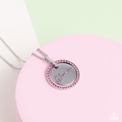 Glam-ma Glamorous - Pink Rhinestone Pendant Necklace - Paparazzi Accessories