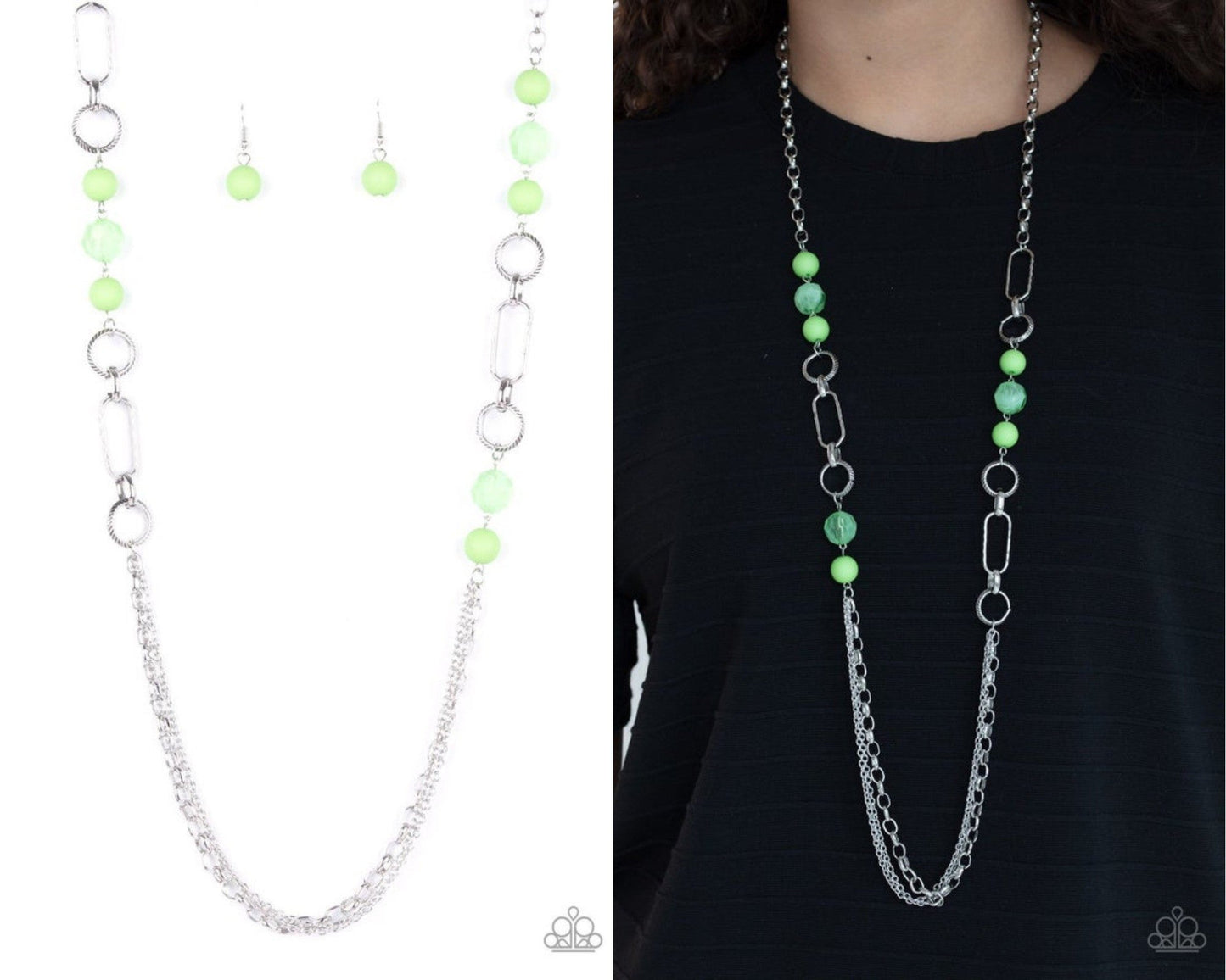 POP-ular Opinion - Green - Faceted Bead Necklace - Paparazzi Accessories