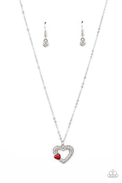 Bedazzled Bliss - Red Heart Necklace - Paparazzi Accessories