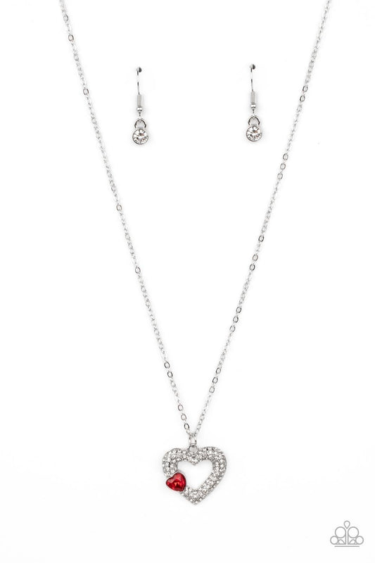 Bedazzled Bliss - Red Heart Necklace - Paparazzi Accessories