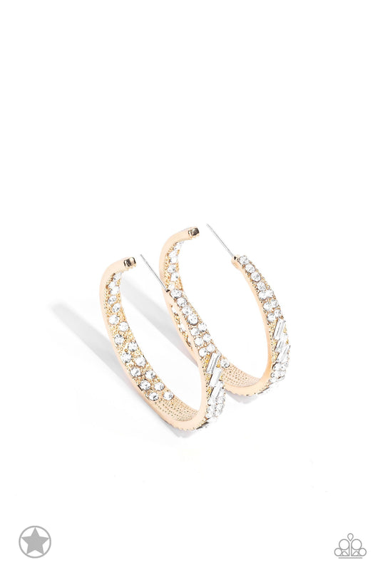 GLITZY By Association - Gold - Rhinestone Hoop Earrings - Paparazzi Accessories