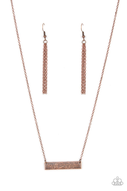 Living The Mom Life - Copper "Family" Bar Necklace - Paparazzi Accessories