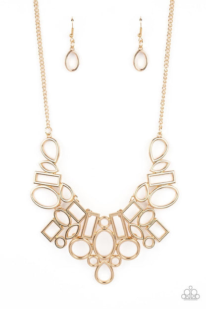 Geometric Grit - Gold Necklace - Paparazzi Accessories