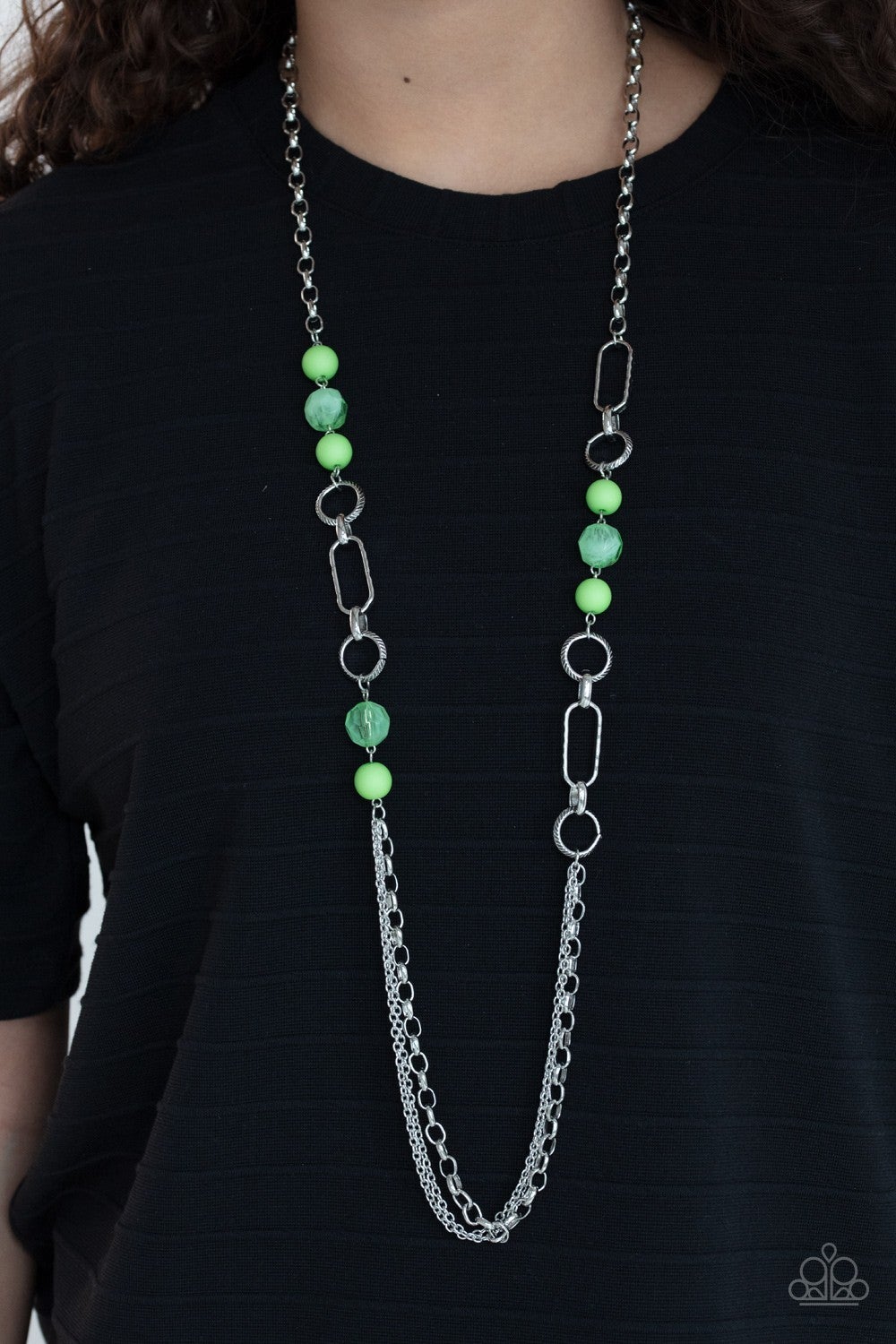 POP-ular Opinion - Green - Faceted Bead Necklace - Paparazzi Accessories