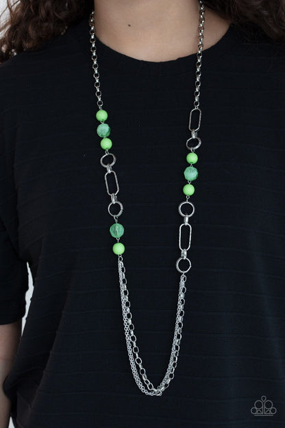 POP-ular Opinion - Green - Faceted Bead Necklace - Paparazzi Accessories