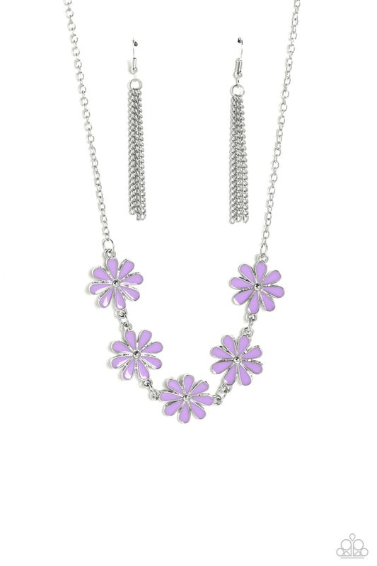 Flora Fantasy - Purple Enamel Flower Necklace - Paparazzi Accessories