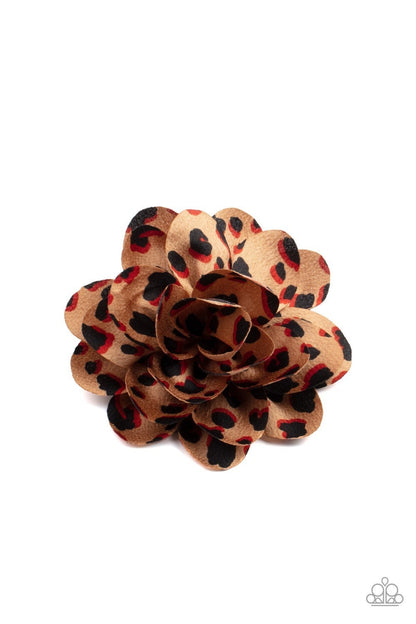 Panama Picnic - Brown Cheetah Print Hair Clip - Paparazzi Accessories