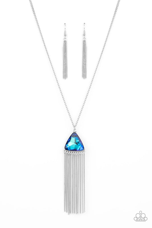 Proudly Prismatic - Blue - UV Shimmer Triangular Gem Necklace - Paparazzi Accessories