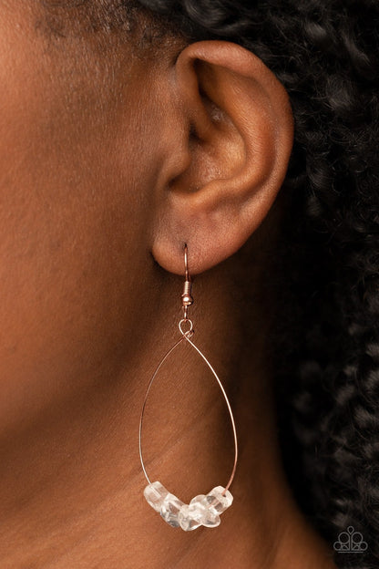 South Beach Serenity - Copper - White Stone Fishhook Earrings - Paparazzi Accessories