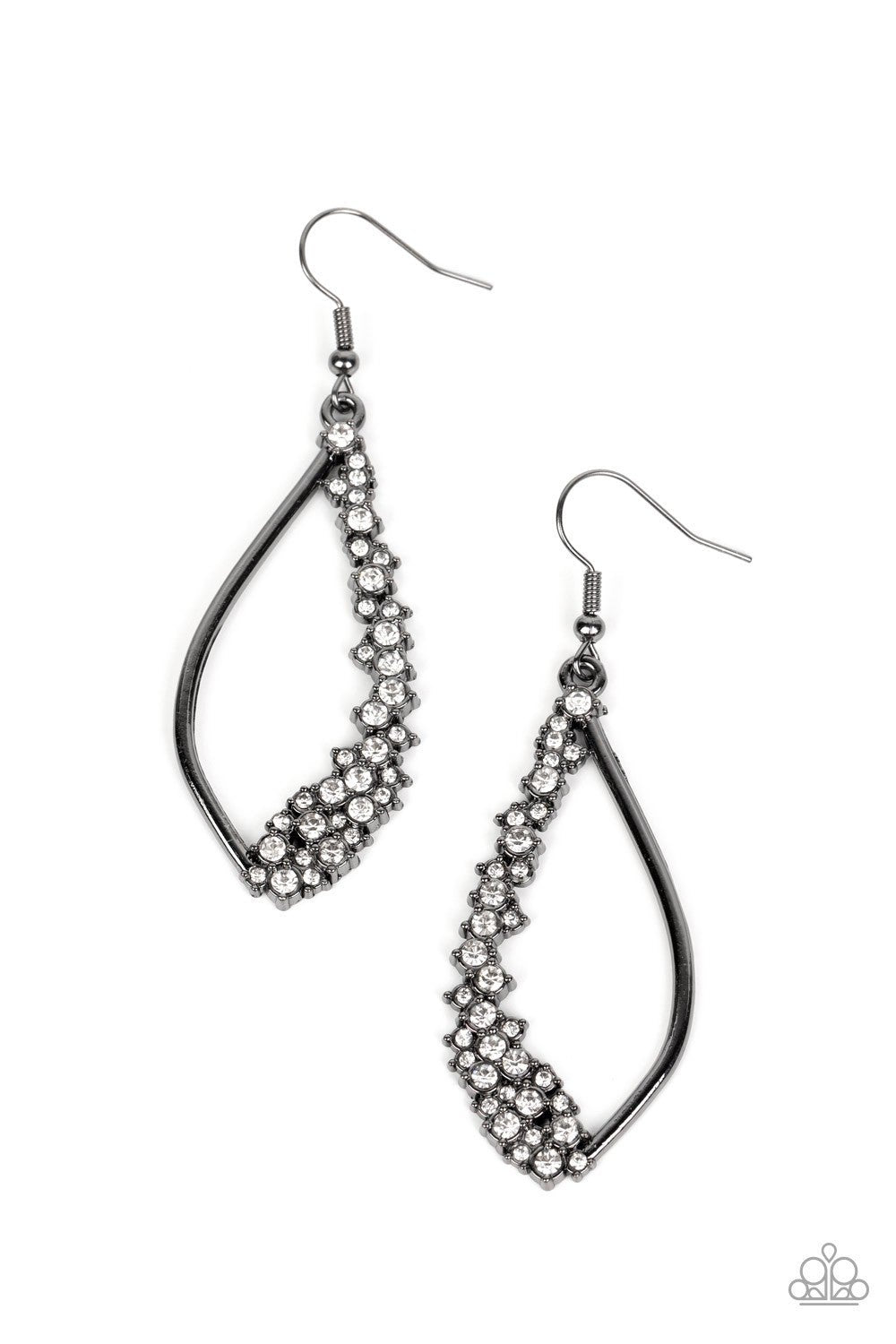 Sparkly Side Effects - Black - Gunmetal Earrings - Paparazzi Accessories