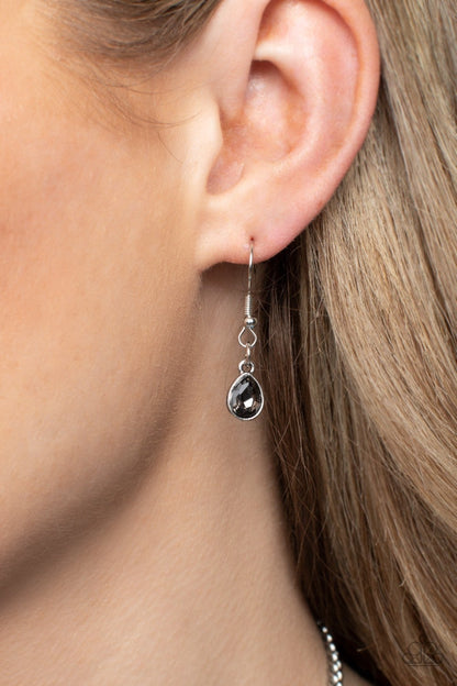 Formally Forged - Silver with smokey rhinestone necklace - Paparazzi Accessories