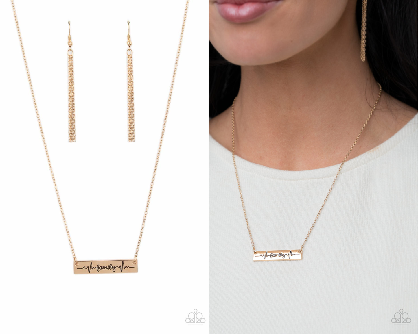 Living The Mom Life - Gold - Heartbeat Bar Necklace - Paparazzi Accessories