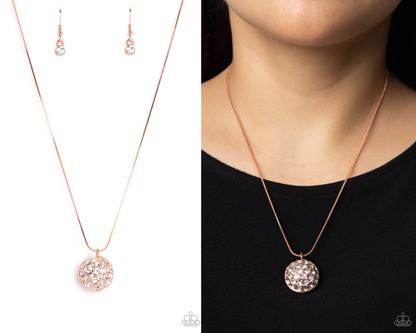 Haute Hybrid - Copper - Half Rhinestone Half Pearl Necklace - Paparazzi Accessories