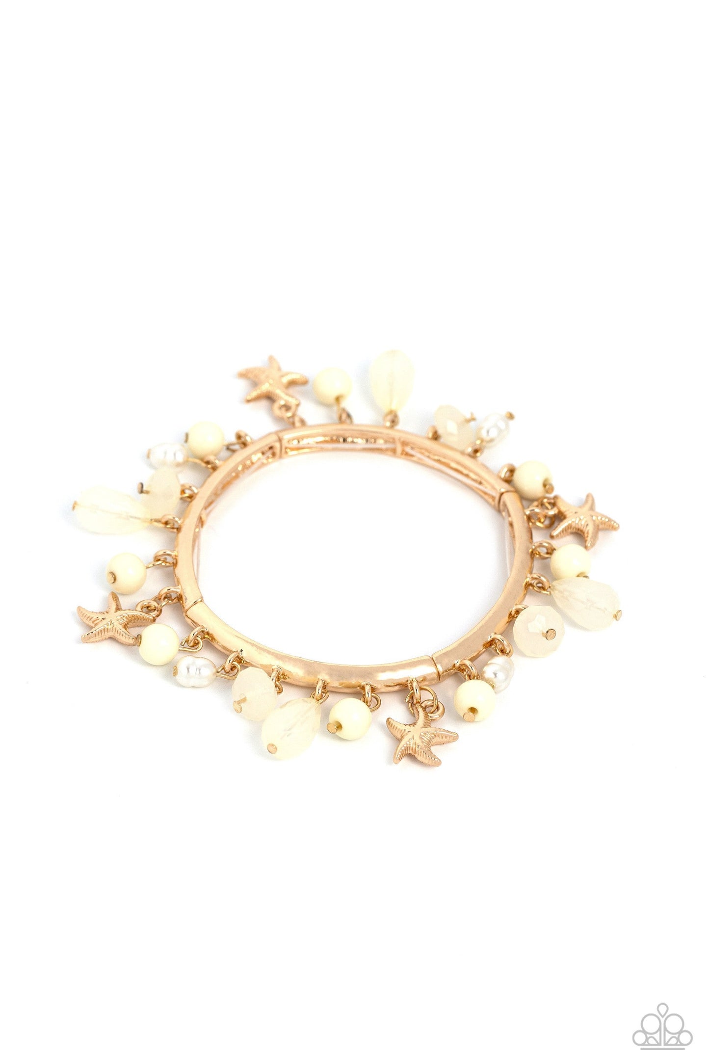 Surfer Shanty - Gold Starfish Stretchy Bracelet - Paparazzi Accessories