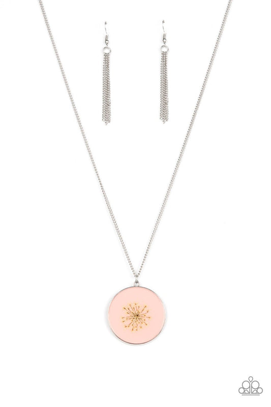 Prairie Picnic - Pink Flower Pendant Necklace - Paparazzi Accessories