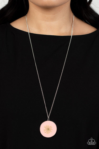 Prairie Picnic - Pink Flower Pendant Necklace - Paparazzi Accessories