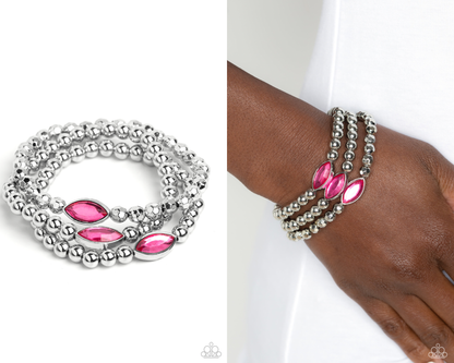 Twinkling Team - Pink Bracelet - Paparazzi Accessories
