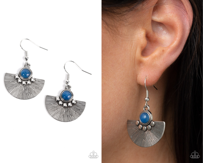 Manifesting Magic - Blue Stone Fishhook Earrings- Paparazzi Accessories