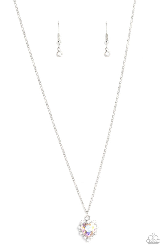 Be Still My Heart - UV Shimmer Yellow Rhinestone Heart Necklace - Paparazzi Accessories0