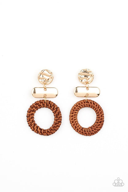 Woven Whimsicality - Gold Earrings - Paparazzi Accessories